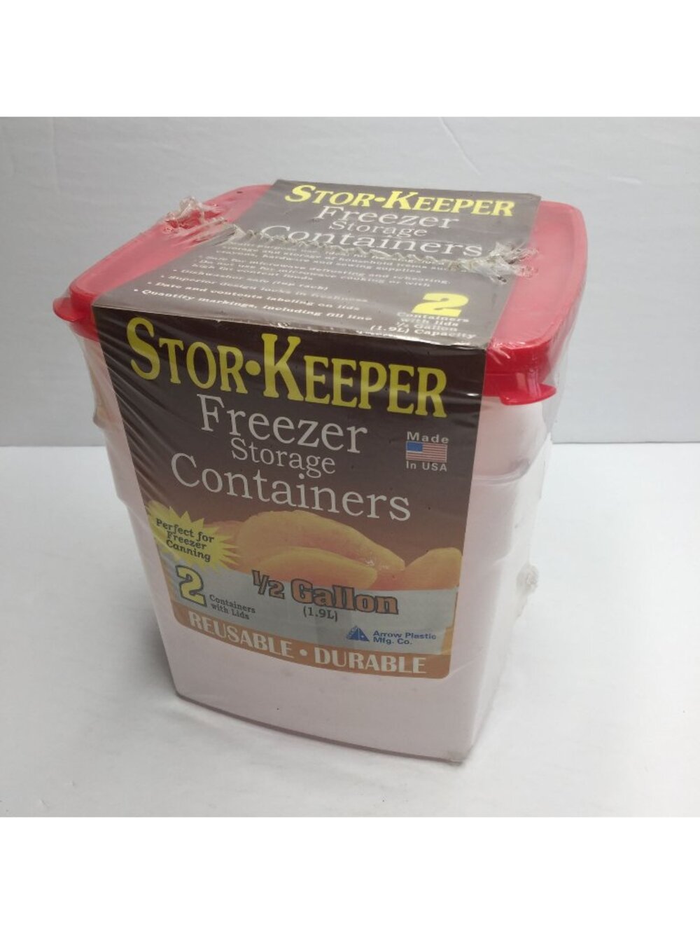 Stor-Keeper Set of 2 Freezer Storage Containers With Lids 1/2 Gallon Reusable
